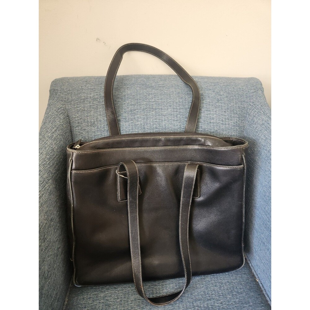 Coach Vintage "Hamptons" Black Leather Tote & Computer Bag 5209